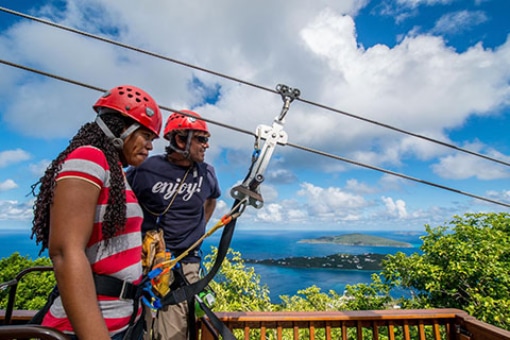 Girl preparing to zip line